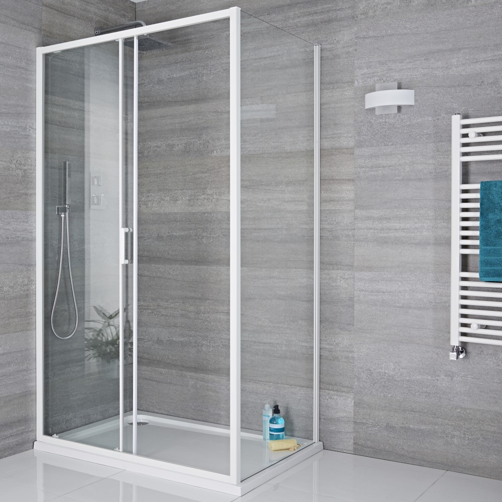 Mampara de Ducha Lateral Blanca 900x1950mm - Lux