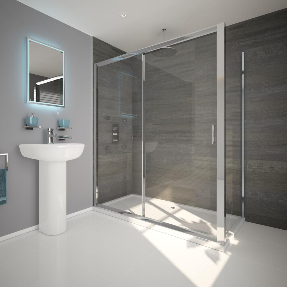 Mampara de Ducha Rectangular con Puertas Correderas 1400x1950mm
