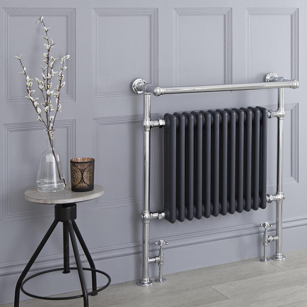 Radiador Toallero Tradicional Antracita - 930mm x 790mm (Barra Superior Angular) - Avon