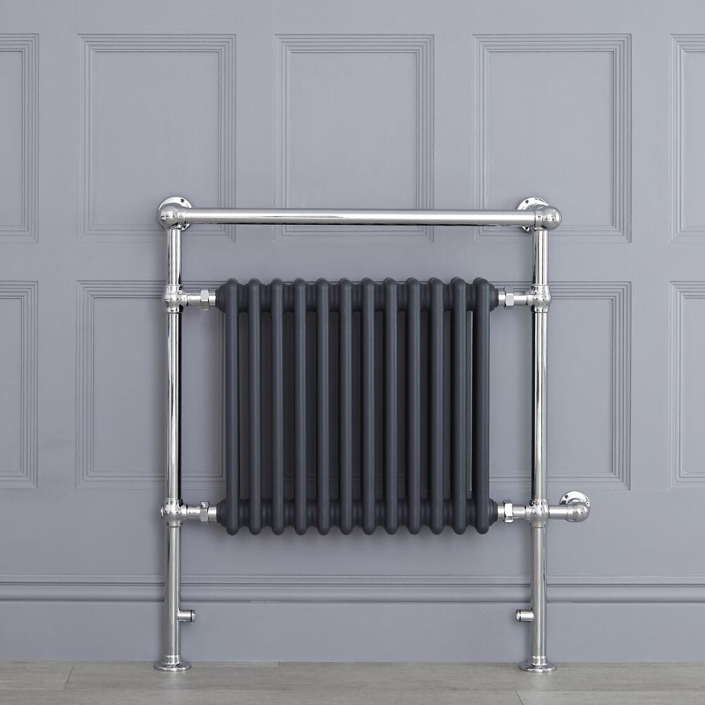 Radiador Toallero Tradicional con Elemento Eléctrico de 800 Watt - Antracita - 930mm x 790mm - Avon