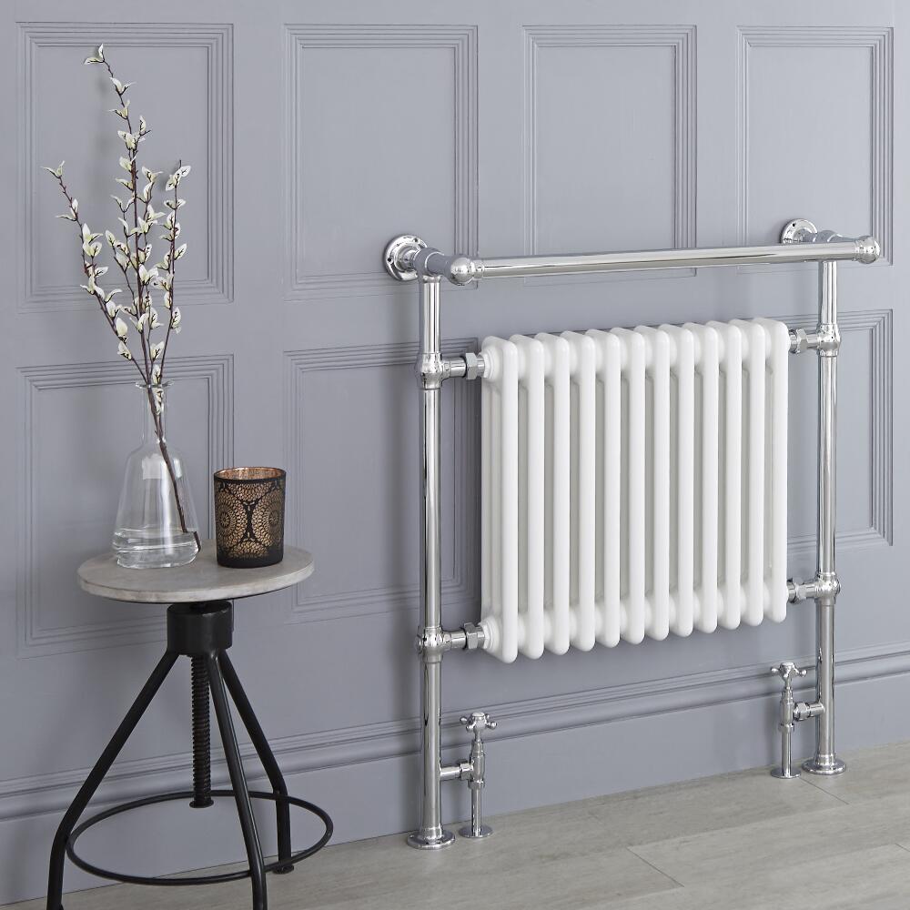 Radiador Toallero Blanco Tradicional - 930mm x 790mm (Barra Superior Angular)