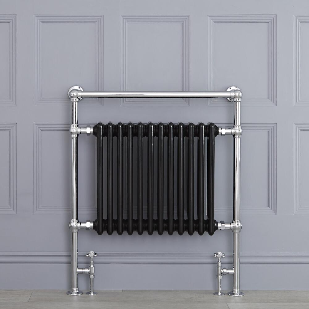 Radiador Toallero Tradicional Negro - 930mm x 790mm (con Barra Superior Plana) - Avon