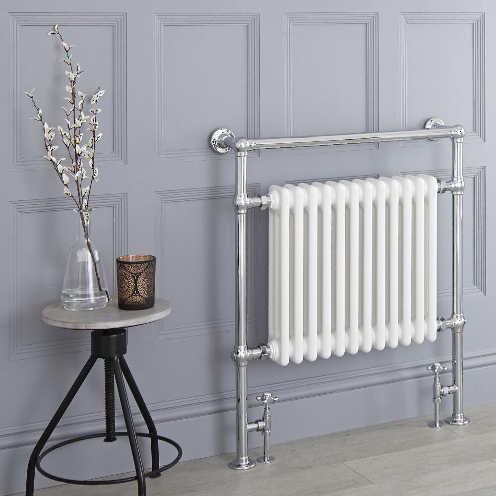 Radiador Toallero Blanco Tradicional - 930mm x 790mm (con Barra Superior Plana)