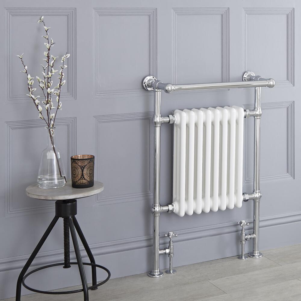 Radiador Toallero Blanco Tradicional - 930mm x 620mm (Barra Superior que Sobresale) - Avon