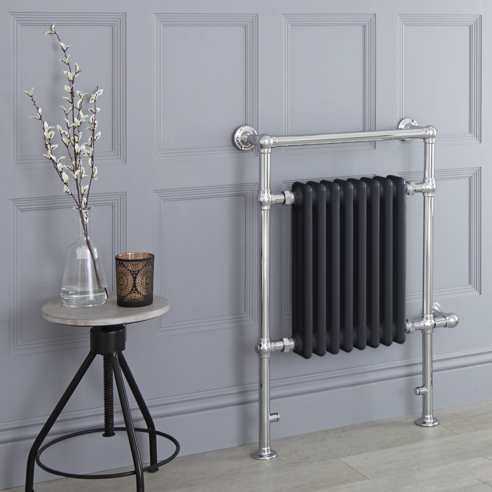 Radiador Toallero Tradicional con Elemento Eléctrico de 600 Watt - Antracita - 930mm x 620mm - Elizabeth