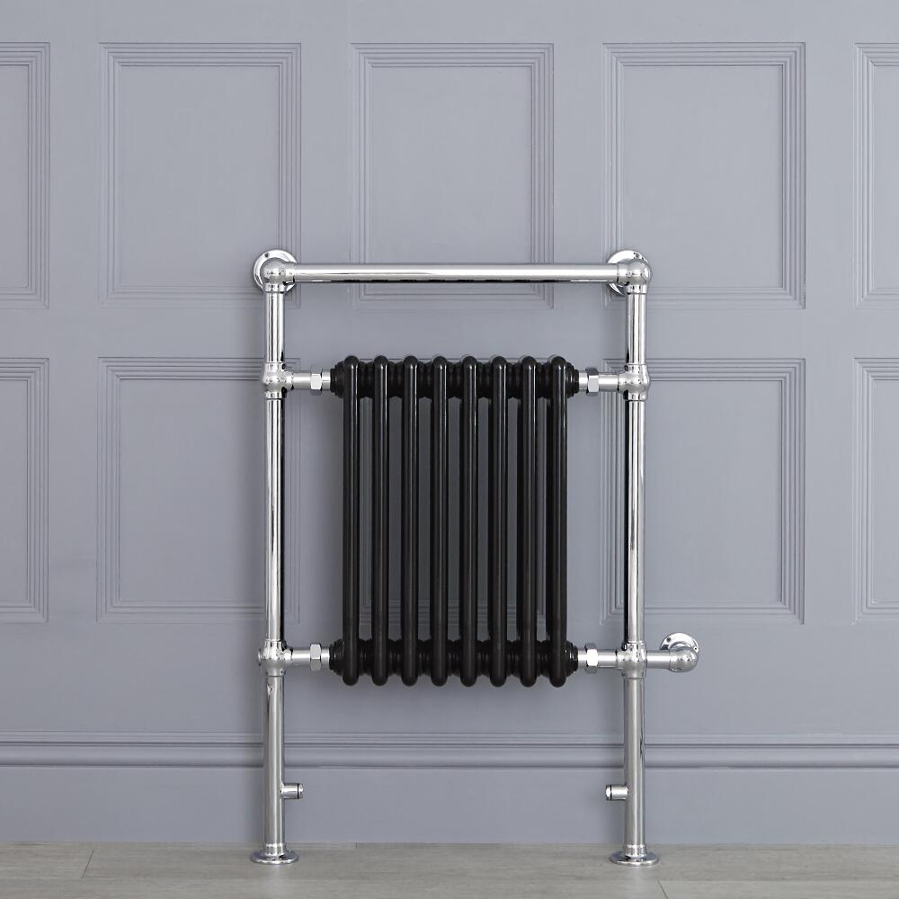 Radiador Toallero Tradicional con Elemento Eléctrico de 600 Watt - Negro - 930mm x 620mm - Avon