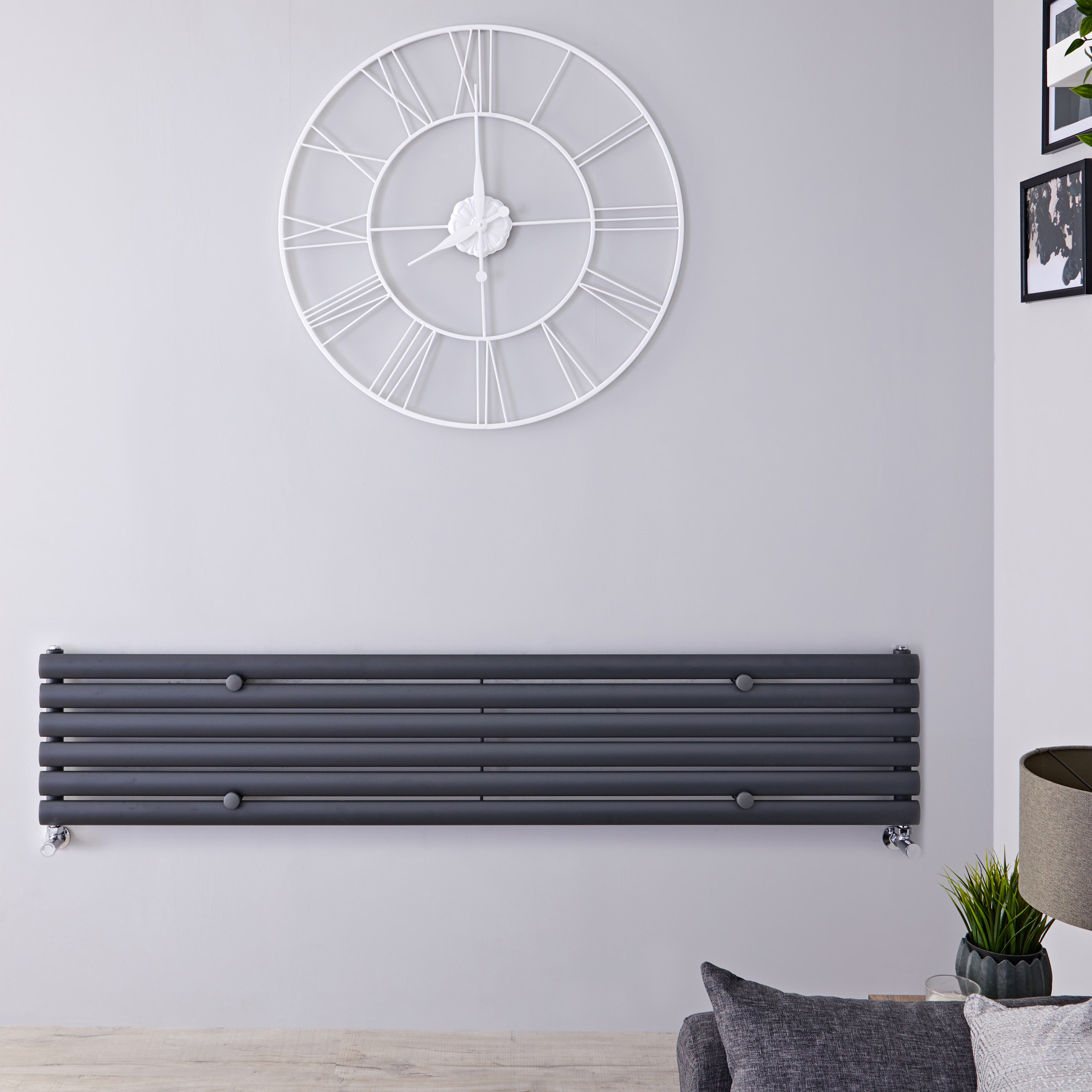 Radiador de Diseño Horizontal - Antracita - 354mm x 1780mm x 56mm - 888 Vatios - Revive