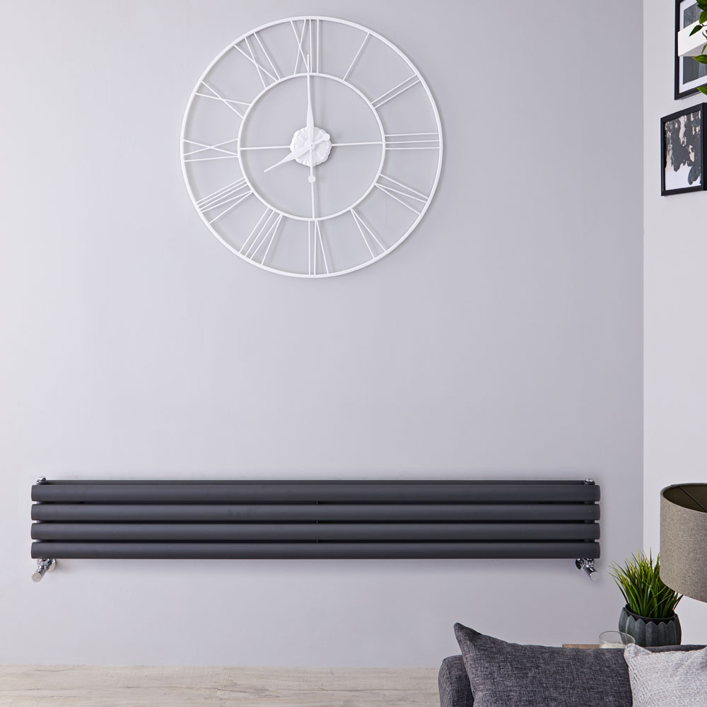 Radiador de Diseño Horizontal Doble - Antracita - 236mm x 1780mm x 78mm - 920 Vatios - Revive