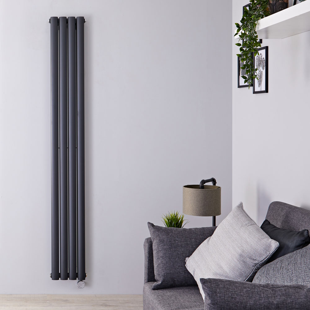 Radiador de Diseño Eléctrico Vertical Doble - Antracita - 1780mm x 236mm x 78mm - 1 Elemento de 1200W - Revive