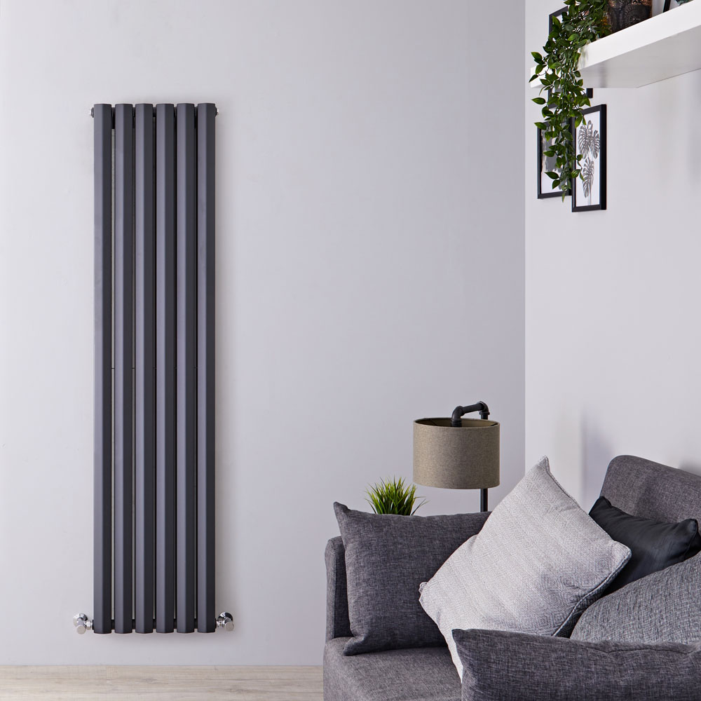 Radiador de Diseño Vertical Doble - Antracita - 1780mm x 420mm x 86mm - 1618 Vatios - Rombo