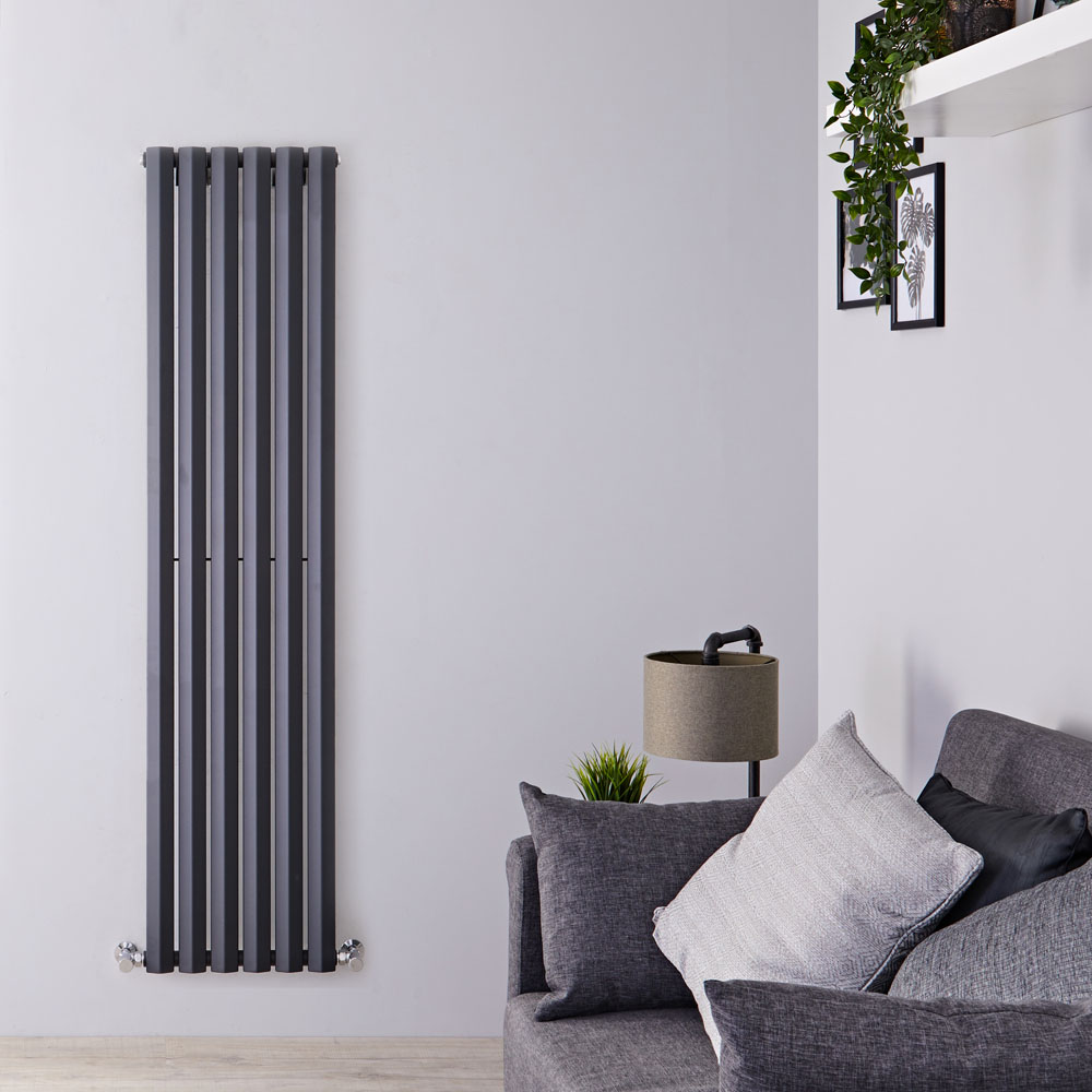 Radiador de Diseño Vertical - Antracita - 1780mm x 420mm x 60mm - 1050 Vatios - Rombo