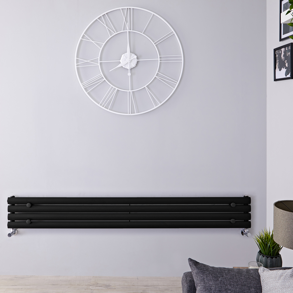 Radiador de Diseño Horizontal - Negro Mate- 236mm x 1780mm x 56mm - 646 Vatios - Revive