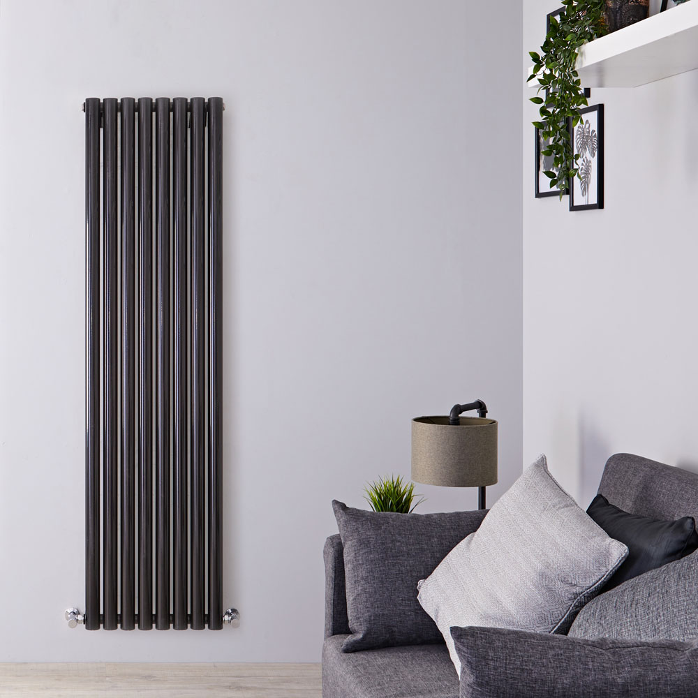 Radiador de Diseño Vertical - Negro Lúcido - 1780mm x 472mm x 80mm - 1391 Vatios - Savy