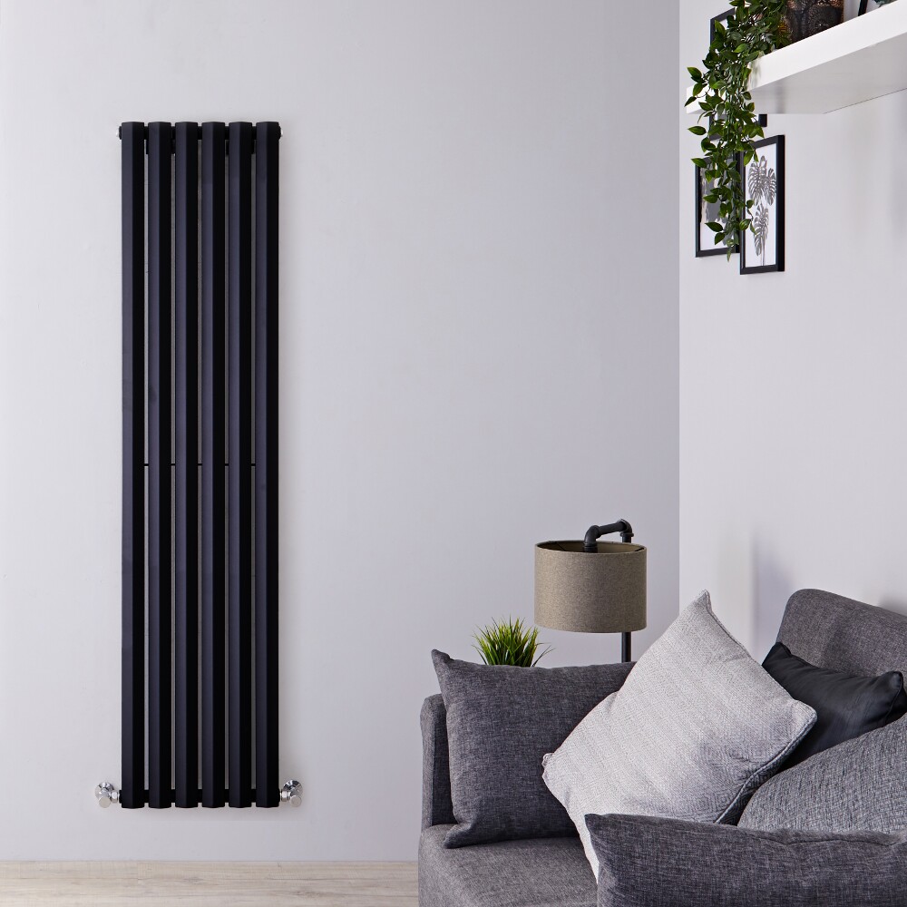 Radiador de Diseño Vertical - Negro Lúcido - 1780mm x 420mm x 60mm - 1050 Vatios - Rombo