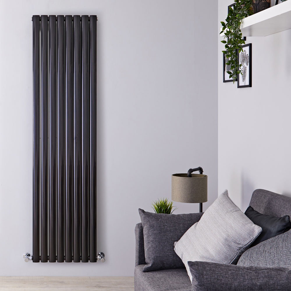 Radiador de Diseño Vertical Doble - Negro Lúcido - 1780mm x 472mm - 1868 Vatios - Revive