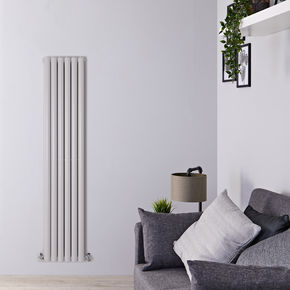 Radiador de Diseño Vertical Doble - Gris Claro - 1780mm x 354mm - 1401 Vatios - Revive