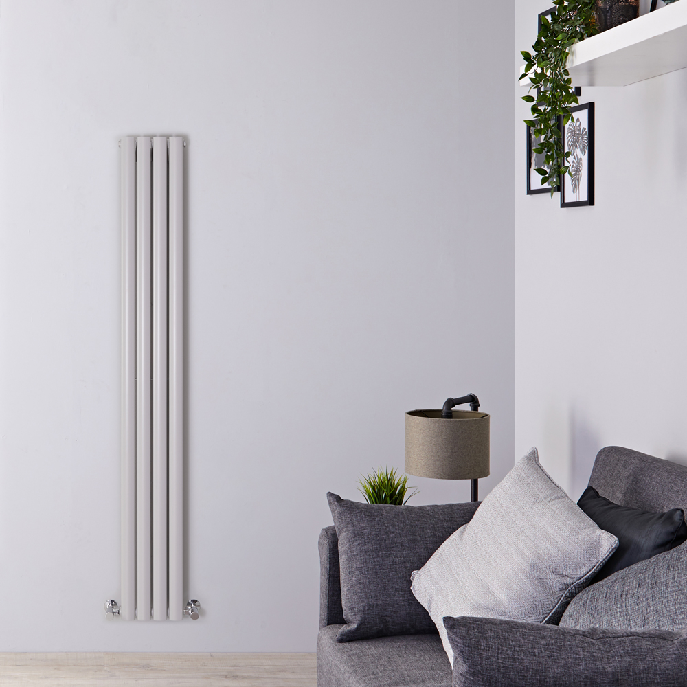 Radiador de Diseño Vertical Doble - Gris Claro - 1780mm x 236mm - 934 Vatios - Revive
