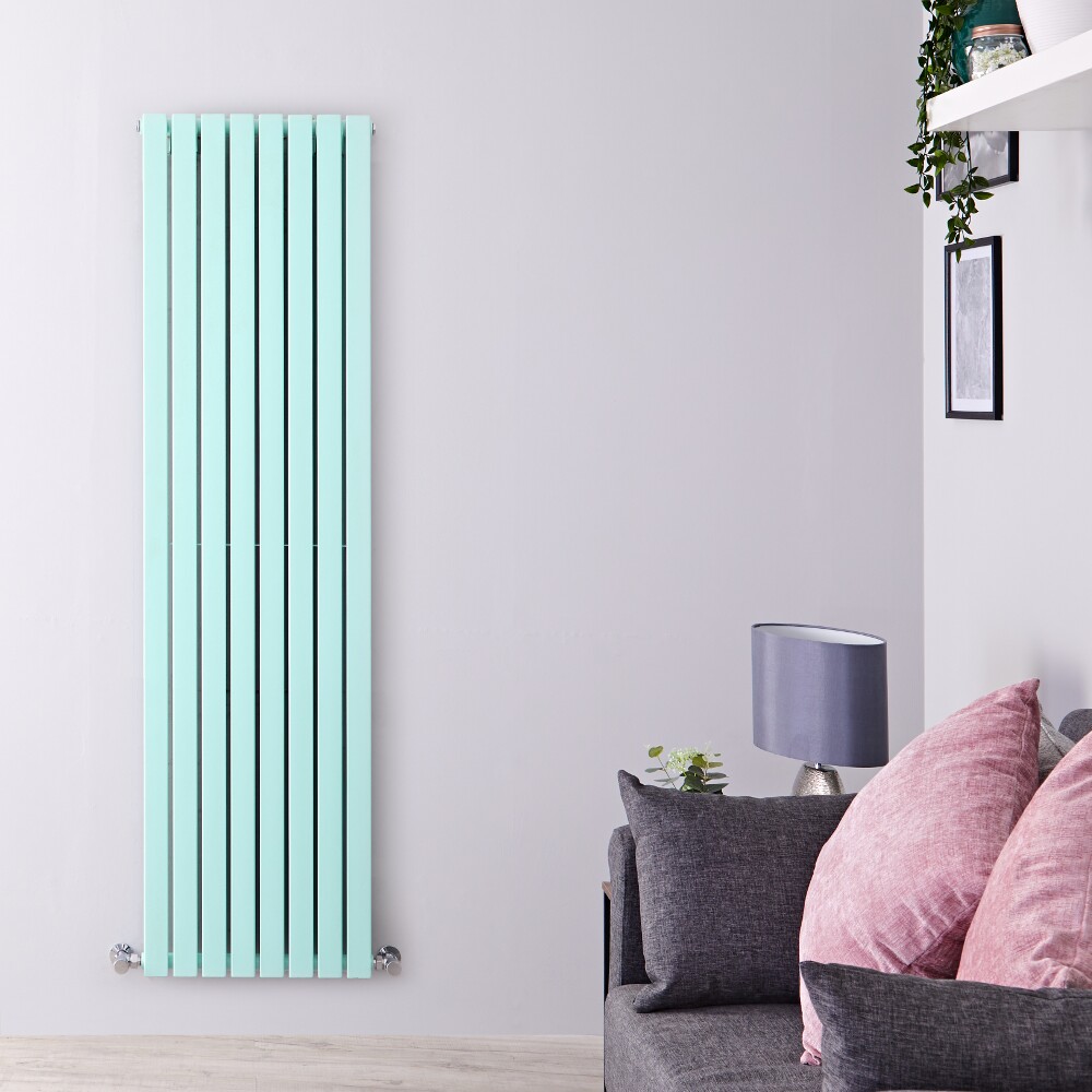 Radiador de Diseño Vertical Doble - Verde Menta Claro - 1780m x 472mm x 72mm - 1931 Vatios Vatios - Sloane