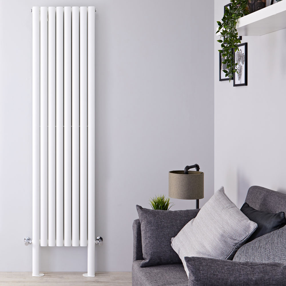 Radiador de Diseño Vertical Doble Con Pies de Soporte - Blanco - 2000mm x 472mm x 78mm - 1868 Vatios - Revive Plus