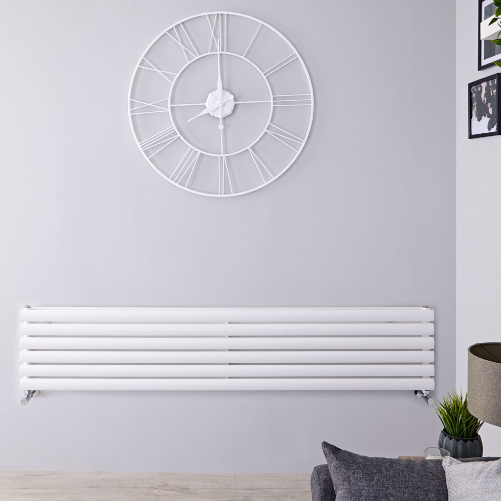 Radiador de Diseño Horizontal Doble - Blanco - 354mm x 1780mm x 78mm - 1324 Vatios - Revive
