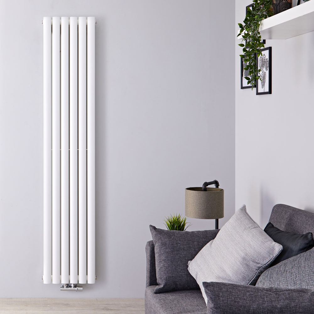 Radiador de Diseño Vertical Doble Con Conexión Central - Blanco - 1780mm x 354mm x 78mm - 1301 Vatios - Revive Caldae