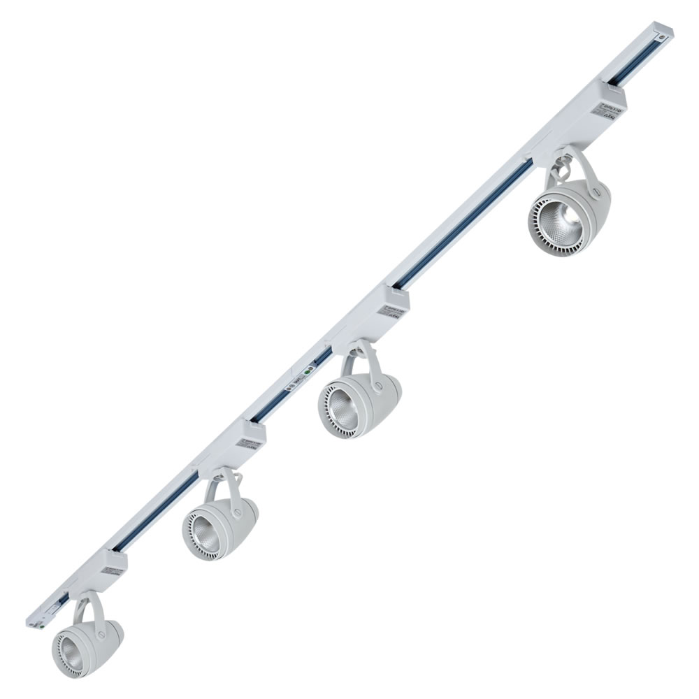 Biard Focos de Carril de Techo con 4 luces LED COB 2x 1m Blanco 12W