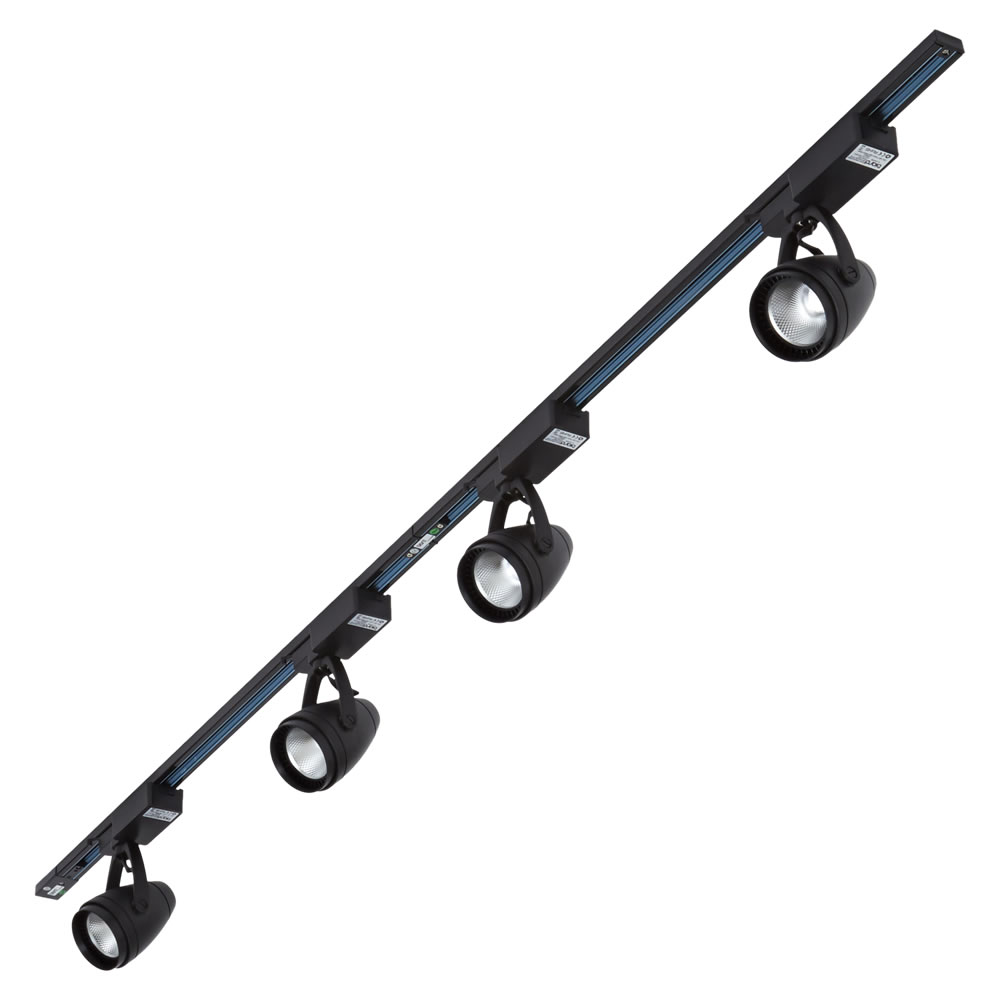 Biard Focos de Carril de Techo con 4 luces LED COB 2x 1m Negro 12W