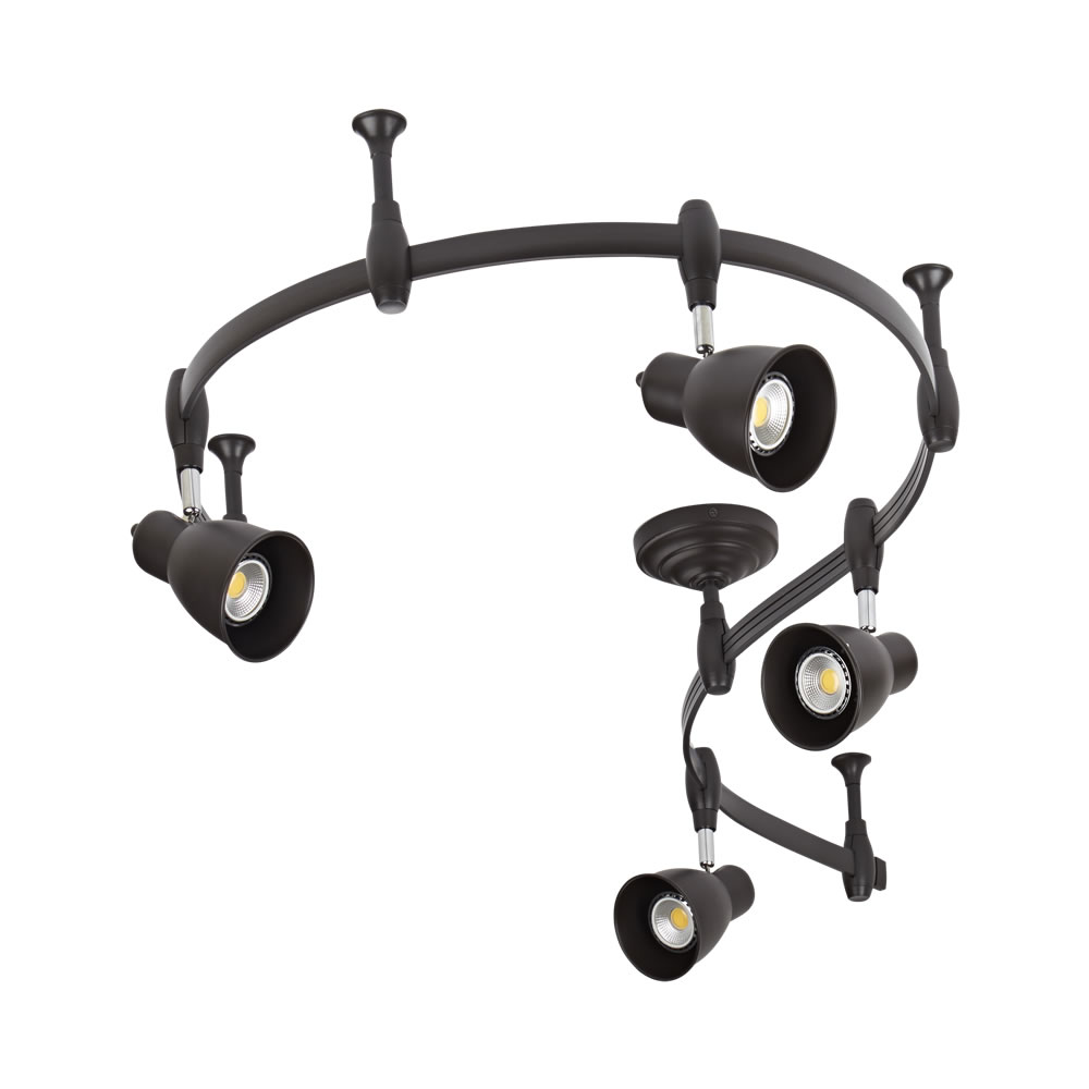 Biard Kit Completo con Rail Flexible Negro de 2m y 4 Focos LED de Carril - Panza