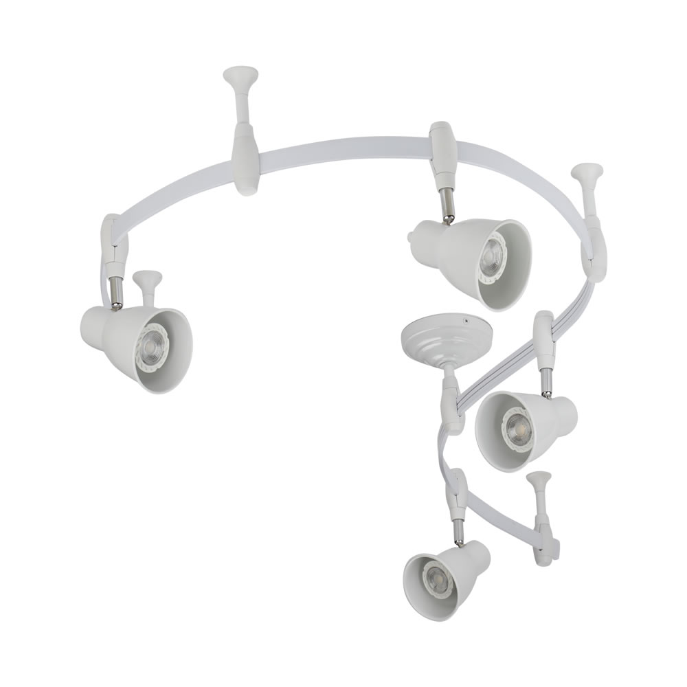 Biard Kit Completo con Rail Flexible Blanco de 2m y 4 Focos LED de Carril - Panza