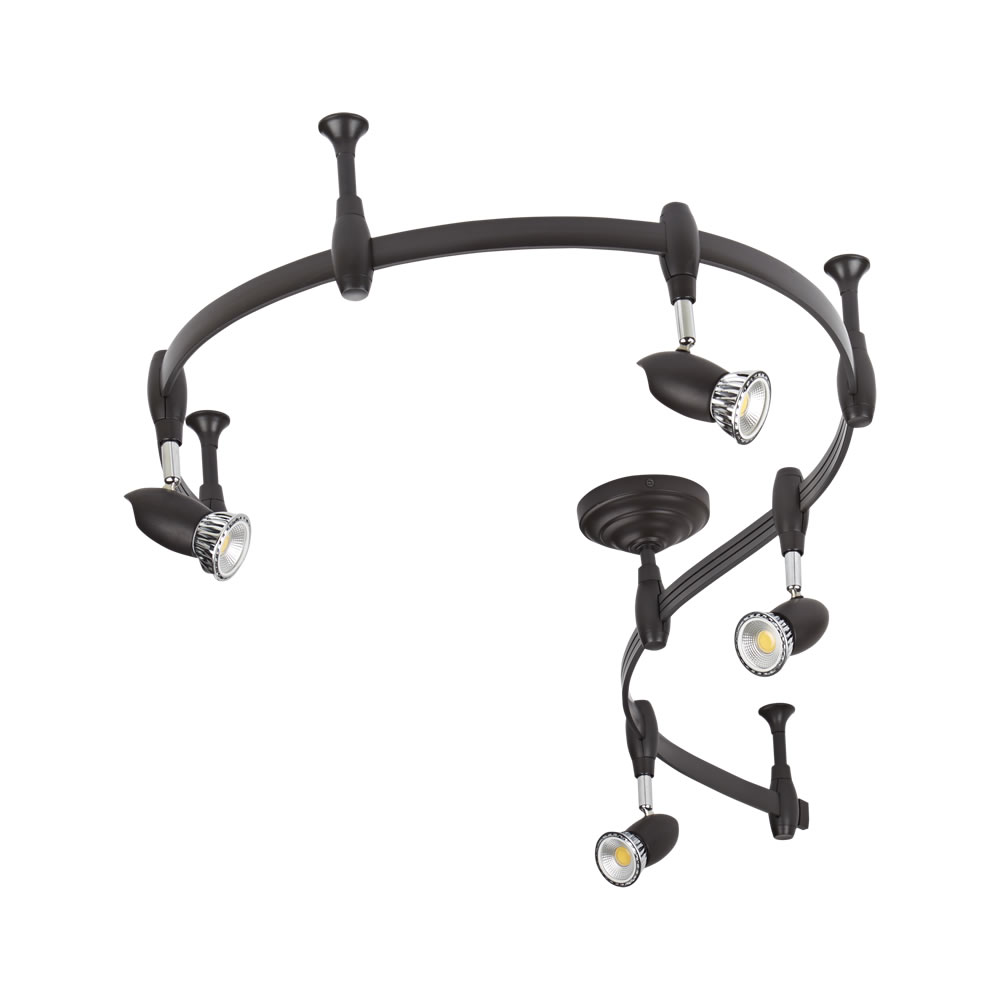 Biard Kit Completo con Rail Flexible Negro de 2m y 4 Focos LED de Carril - Forio