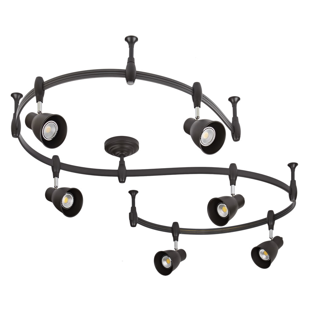 Biard Kit Completo con Rail Flexible Negro de 3m y 6 Focos LED de Carril - Panza