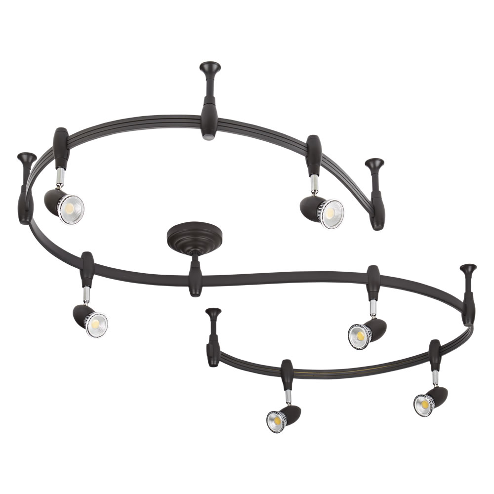 Biard Kit Completo con Rail Flexible Negro de 3m y 6 Focos LED de Carril - Forio