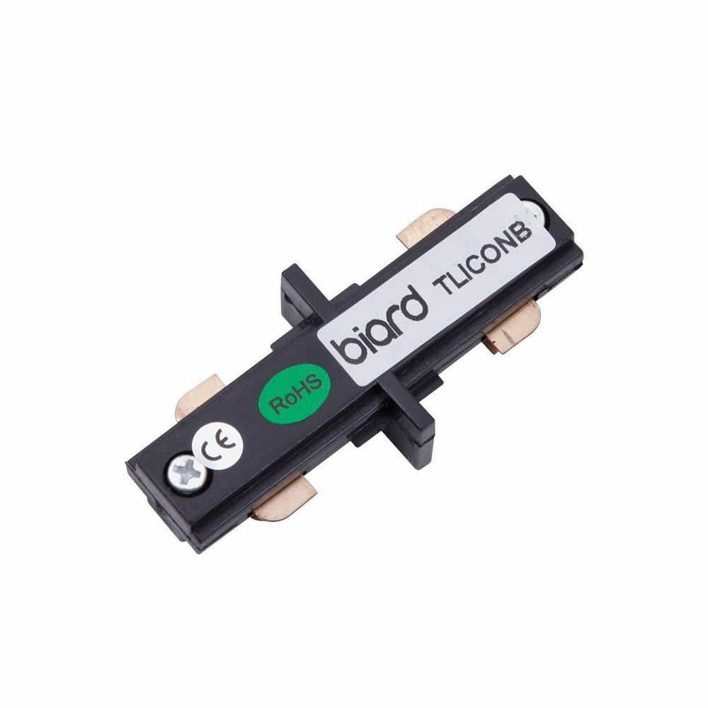 Biard Unión Conector Recto para Focos de Carril LED - Negro