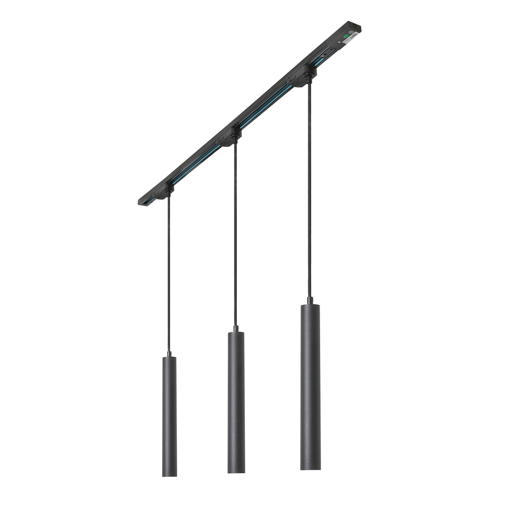 Kit con 3 Lámparas de Techo Colgantes LED de 5W y Carril 5W de Color Negro – Liv