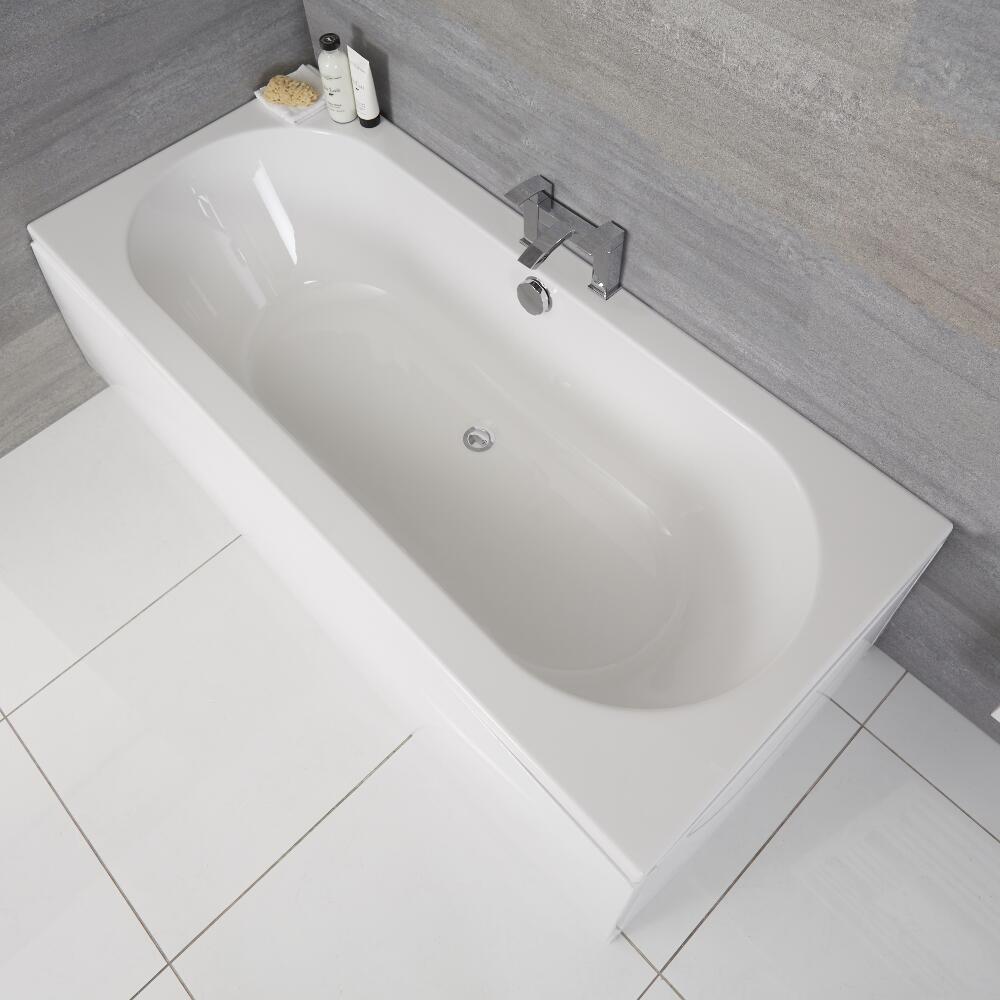 Bañera Rectangular Acrílica Blanca de 1800x800mm con Fondo Oval