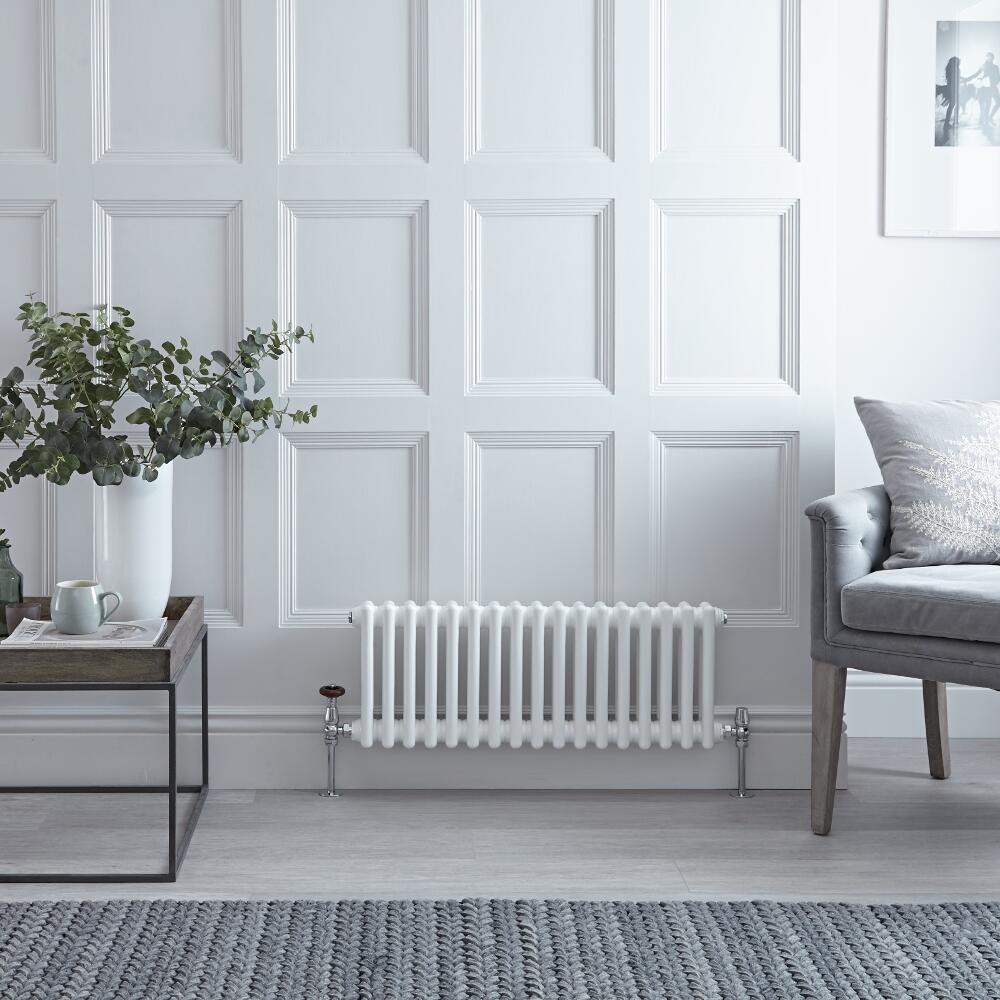 Radiador de Diseño Horizontal Triple Tradicional - Blanco - 300mm x 605mm x 100mm - 525 Vatios - Regent