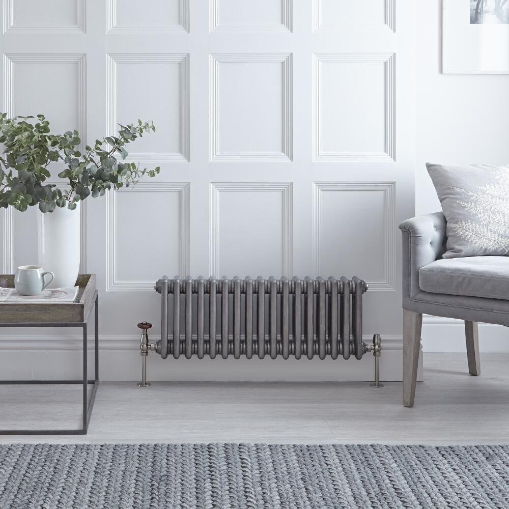 Radiador de Diseño Horizontal Triple Tradicional - Acero Dulce - Lacado Metal Rudo - 300mm x 789mm - 687 Vatios - Regent