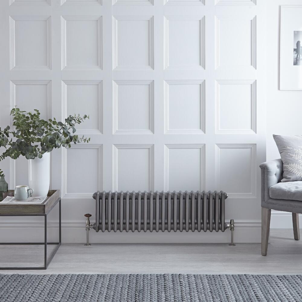 Radiador de Diseño Horizontal Triple Tradicional - Acero Dulce - Lacado Metal Rudo - 300mm x 1010mm - 889 Vatios - Windsor