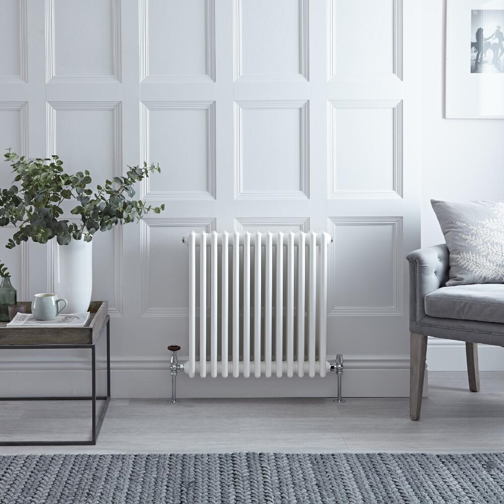 Radiador de Diseño Horizontal Triple Tradicional - Blanco - 600mm x 605mm x 100mm - 950 Vatios - Regent