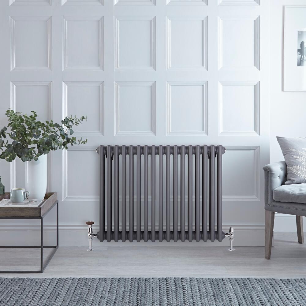 Radiador de Diseño Horizontal Triple Tradicional - Antracita - 600mm x 765mm x 100mm - 1243 Vatios - Regent