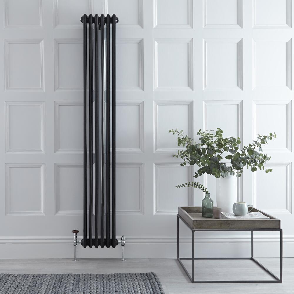 Radiador de Diseño Vertical Triple Tradicional - Negro - 1800mm x 293mm x 100mm - 1169 Vatios - Regent