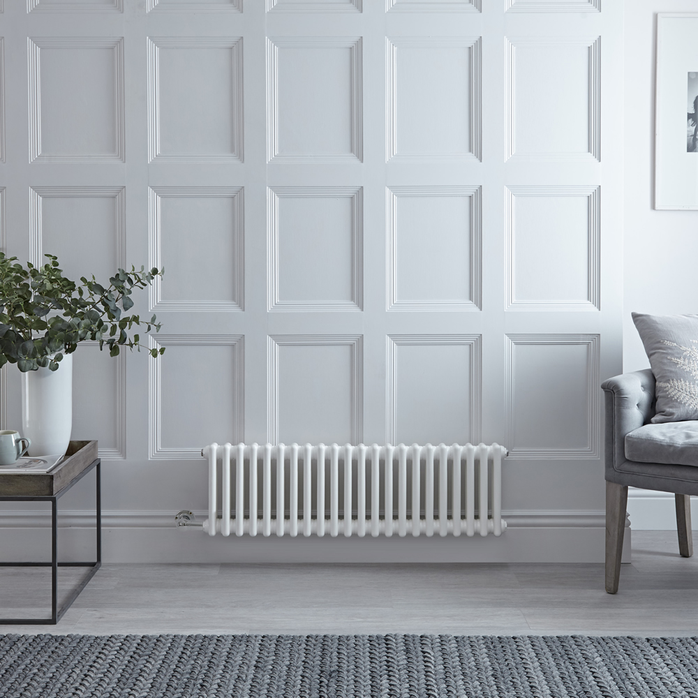 Radiador de Diseño Eléctrico - Horizontal Doble Tradicional - Blanco - 300mm x 1010mm - Disponible con Distintos Termostatos WiFi - Windsor