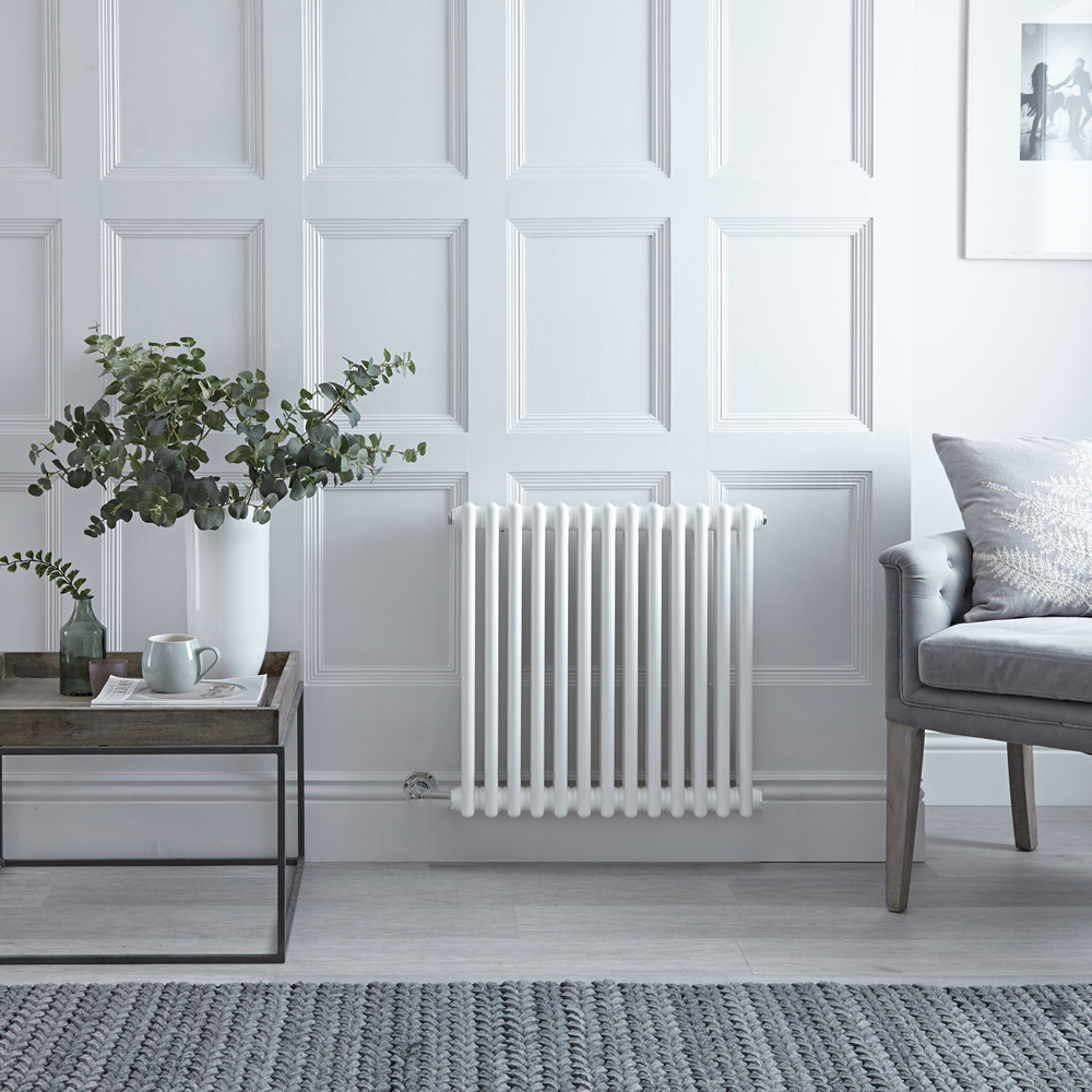 Radiador de Diseño Eléctrico - Horizontal Doble Tradicional - Blanco - 600mm x 605mm - Disponible con Distintos Termostatos WiFi - Windsor