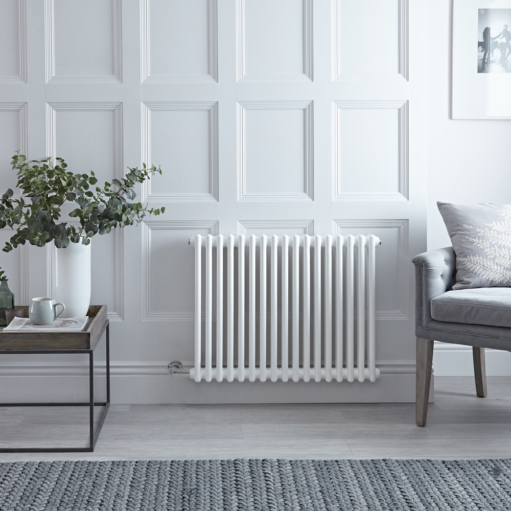 Radiador de Diseño Eléctrico - Horizontal Doble Tradicional - Blanco - 600mm x 785mm - Elemento Eléctrico de 800W - Windsor