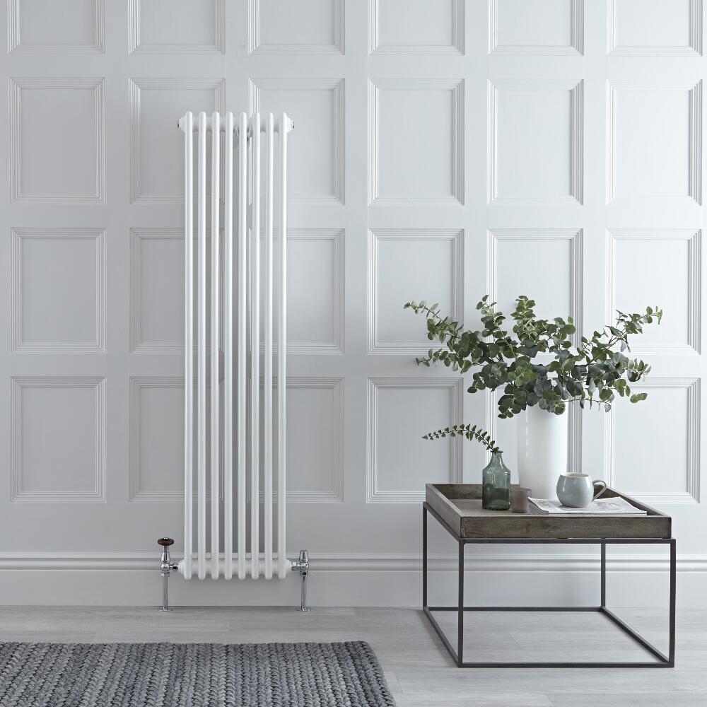 Radiador de Diseño Vertical Doble Tradicional - Blanco - 1500mm x 380mm x 62mm - 1096 Vatios - Regent