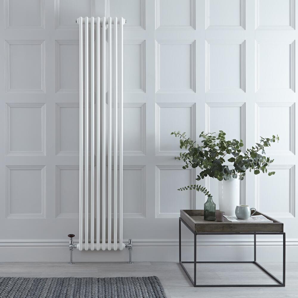 Radiador de Diseño Vertical Doble Tradicional - Blanco - 1800mm x 380mm x 68mm - 1245 Vatios - Regent