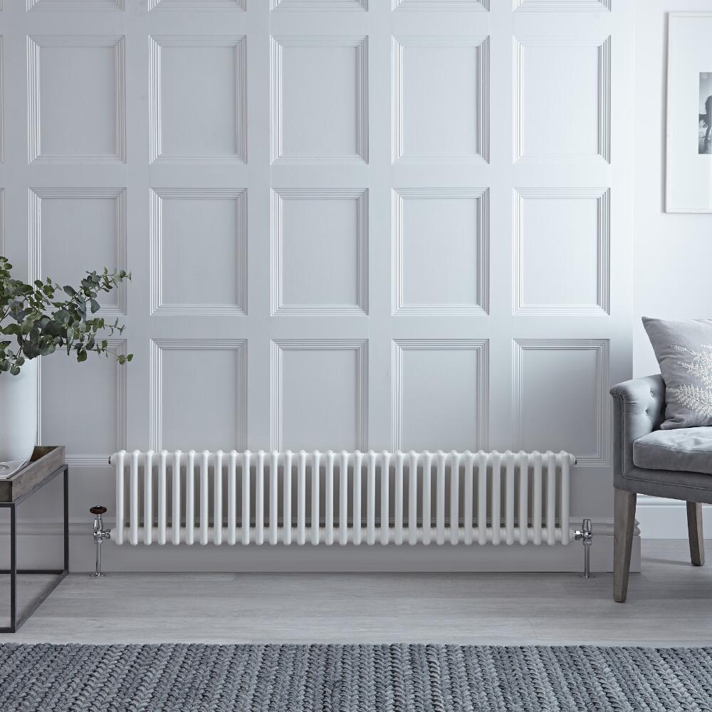 Radiador de Diseño Horizontal Doble Tradicional - Blanco - 300mm x 1505mm x 68mm - 1050 Vatios - Regent