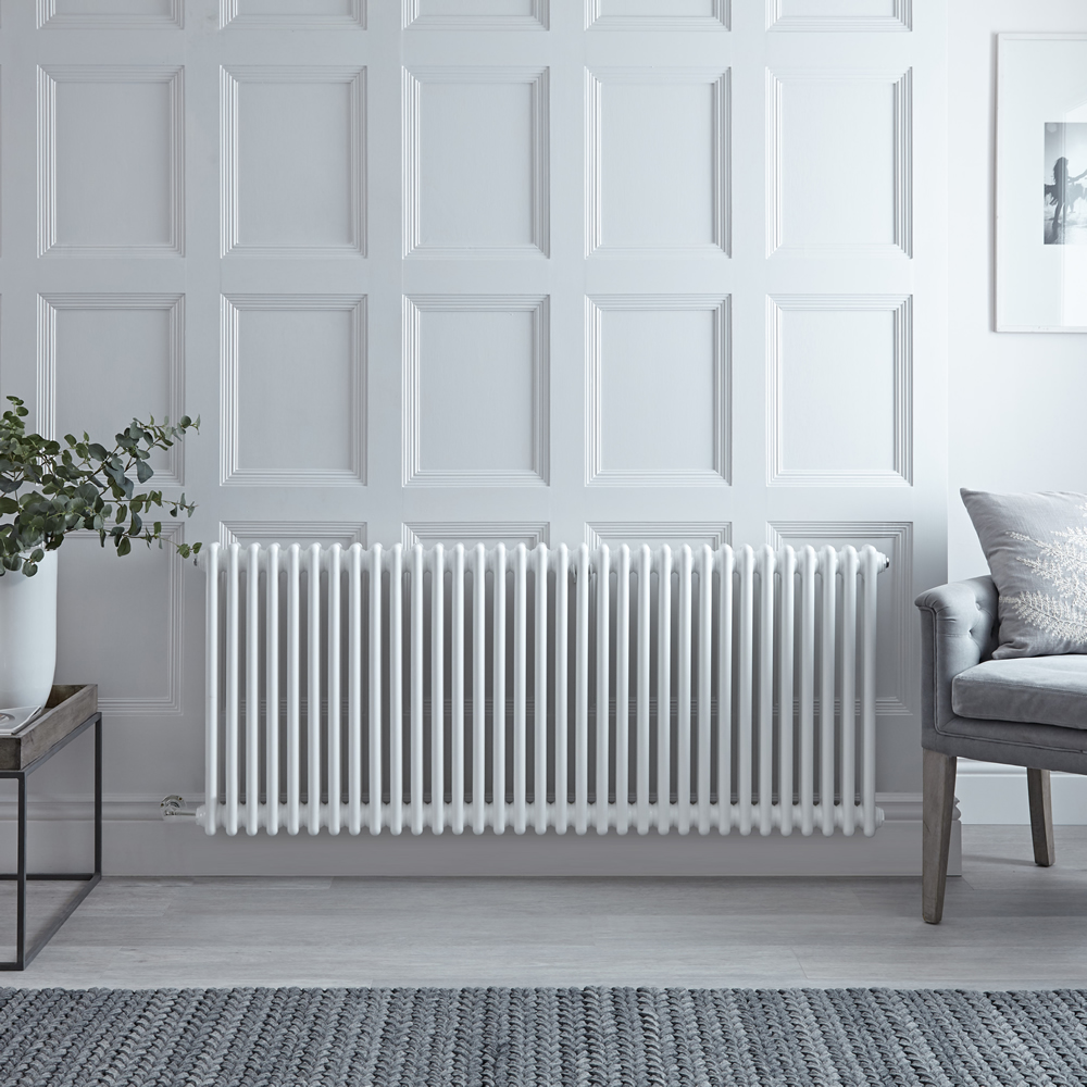 Radiador de Diseño Eléctrico - Horizontal Doble Tradicional - Blanco - 600mm x 1505mm - Disponible con Distintos Termostatos WiFi - Windsor