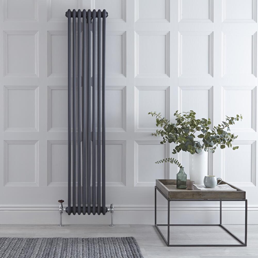 Radiador de Diseño Vertical Triple Tradicional - Antracita - 1800mm x 360mm x 100mm - 1737 Vatios - Regent