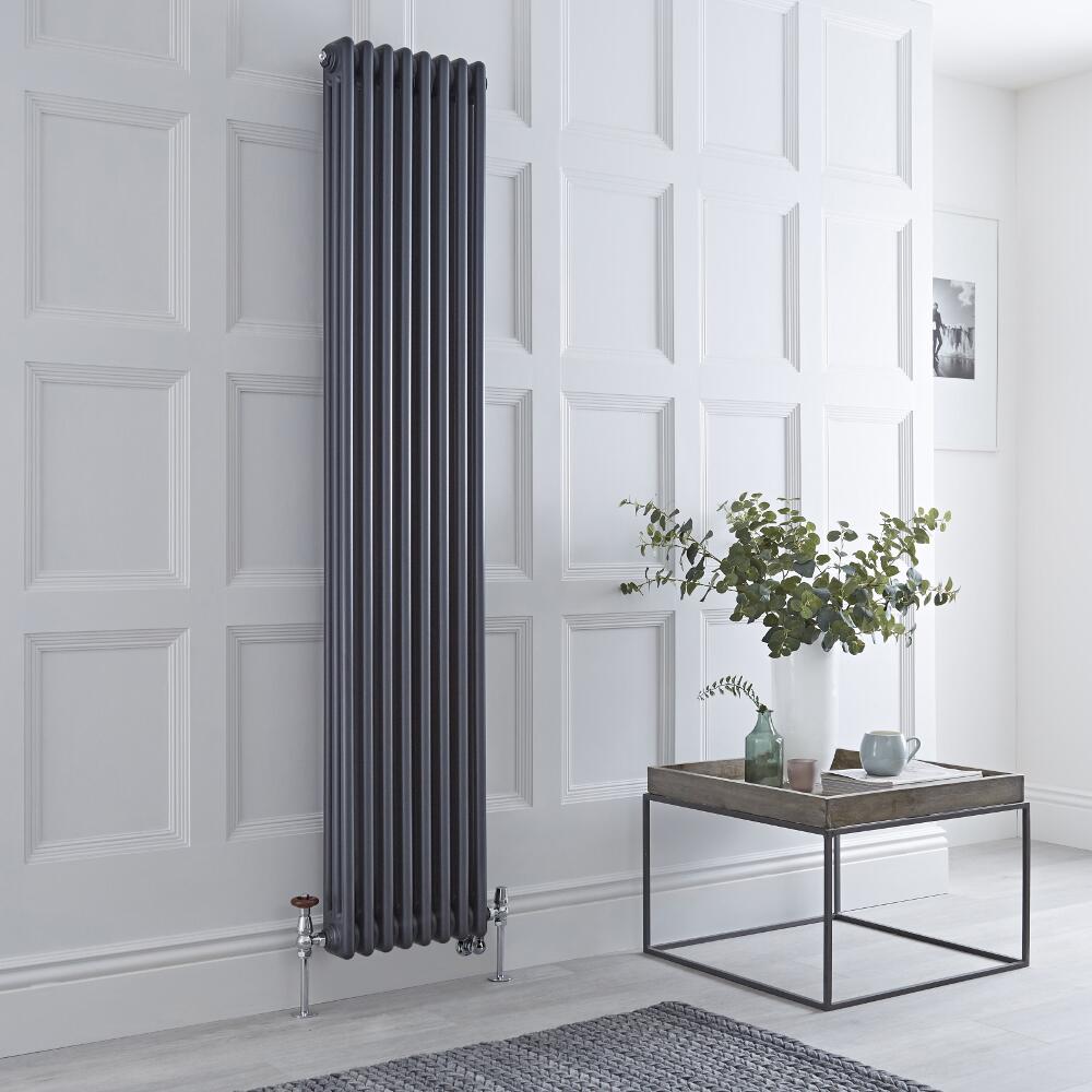 Radiador Tradicional Vertical Triple Mixto Regent - Antracita - 1800mm x 380mm - Disponible con Opción WiFi